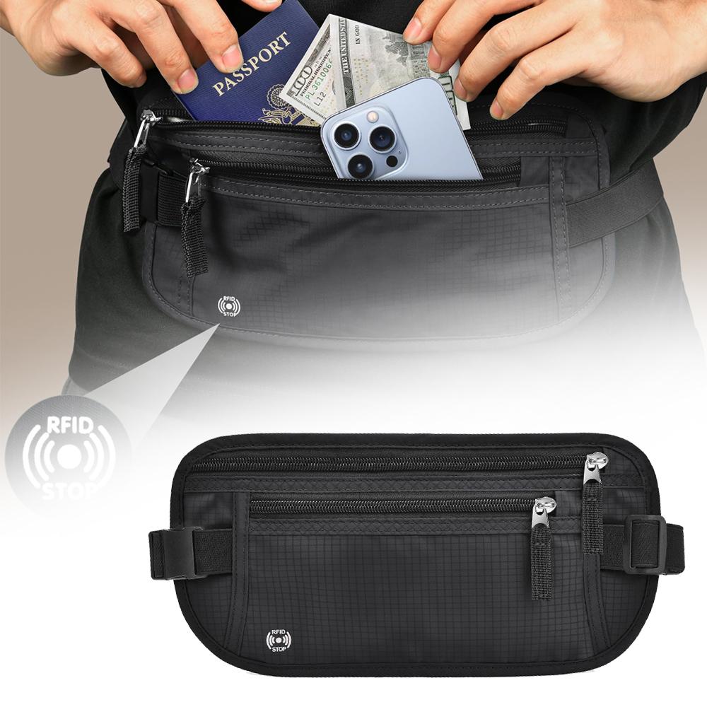 Hırsızlığa Karşı RFID Korumalı Seyahat Fanny Paketi Pasaport Tutucu İnce Seyahat Cüzdanı Kadınlar ve Erkekler için