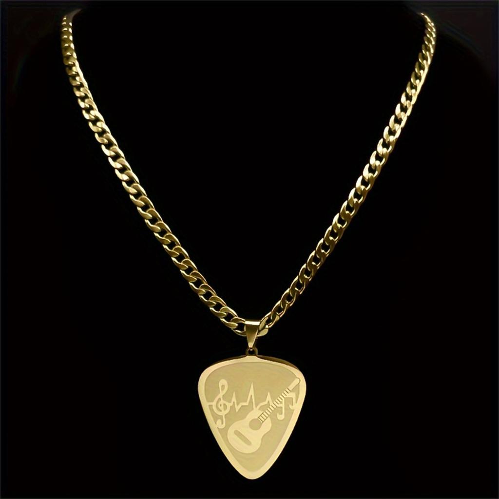 Hip Hop Guitar Bass Note Necklace Stylish Pendant Necklace for Music Lovers