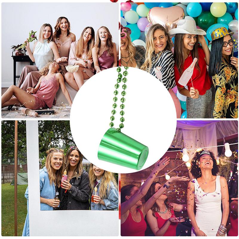 Bachelorette Bride Party Shot Glasses Necklace Cups Plastic Shot Glass Beaded Necklace For BBQ Beach Holidays Party Decoration