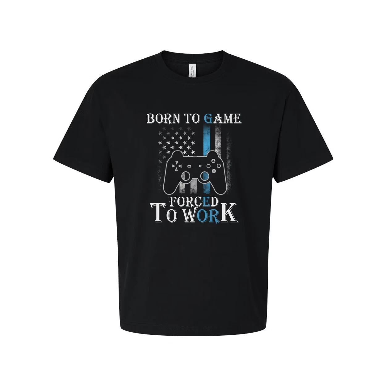 

Born To Game Forced To Work Unisex Graphic T Shirt With Controller And American L