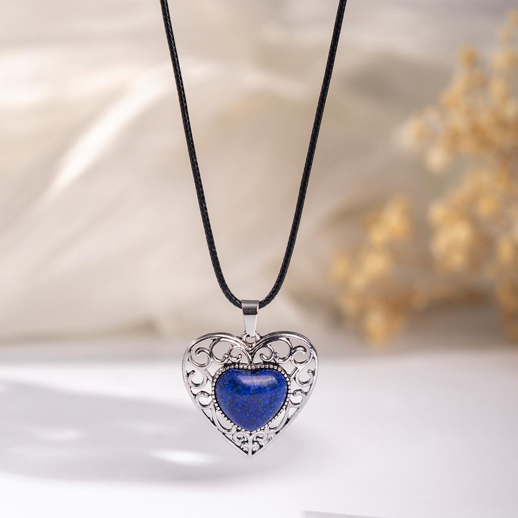 Natural crystal pendant, pink crystal, Dongling, hollowed out heart-shaped necklace, jewelry,Christmas gift, Stocking stuffers, Valentine's Day gift