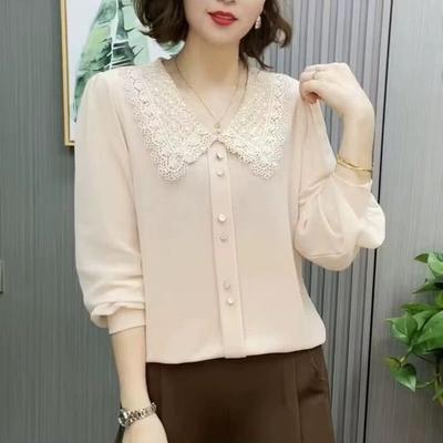 Women's Long-sleeved Temperament and Fashionable Doll Collar Top Base Shirt Top