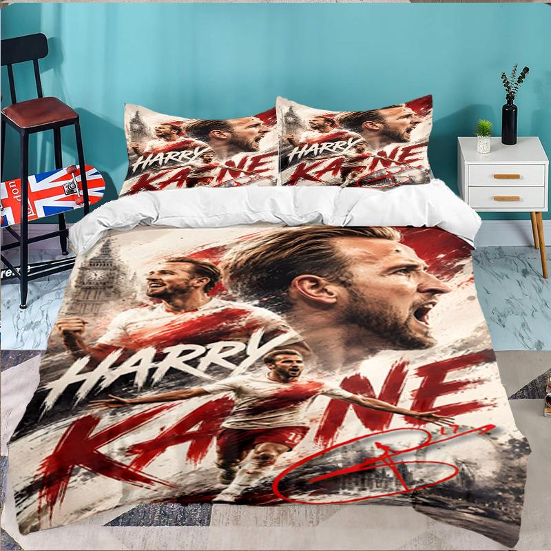 3PCS Football Player Kane  Bedding set,Ideal for1pc Duvet Cover And 2pcs Pillowcases Perfect for Christmas gift,Ideal for Bedroom, Dormitory