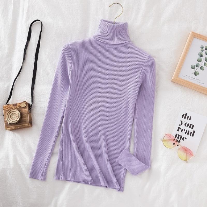 Women Fall Turtleneck Sweater Knitted Soft Pullovers  Basic Soft Sweaters