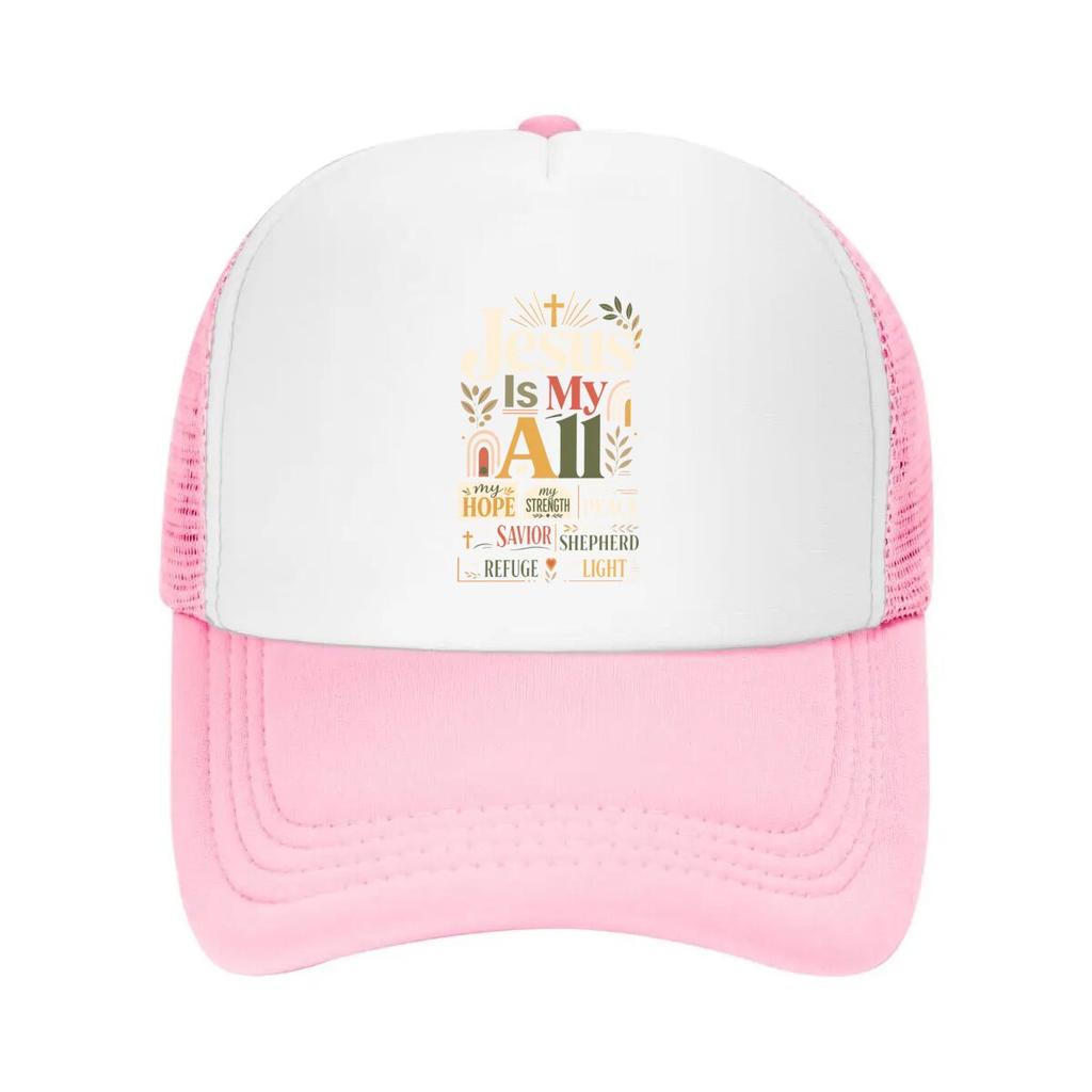 Jesus Is My All Typography Mesh Baseball Cap Casual Hat Outdoor For Womens Unisex FeUnisex
