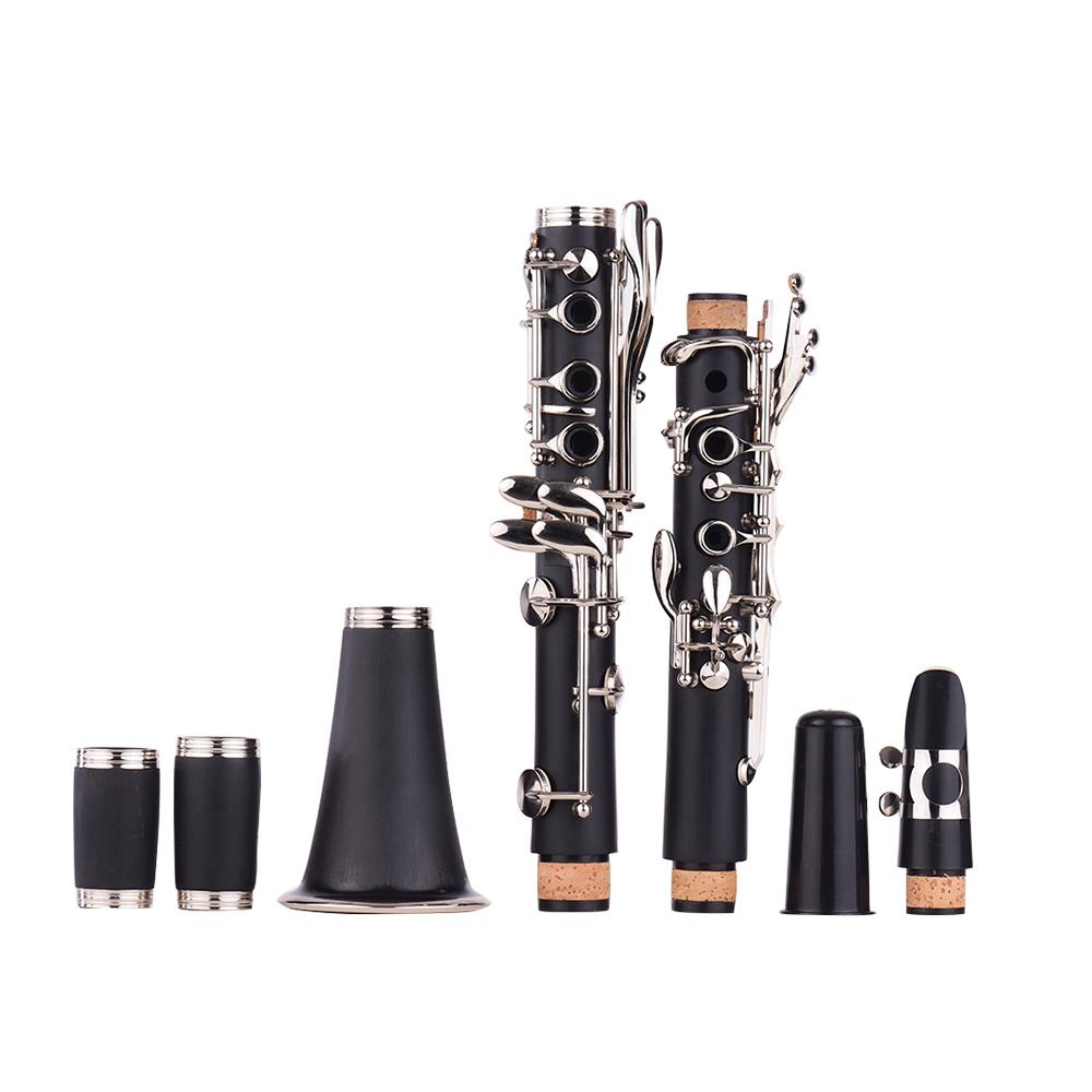 ABS 17 Key Clarinet Bb Flat with Carry Case Gloves Cleaning Cloth Mini Screwdriver Reed Case 10pcs Reeds Woodwind