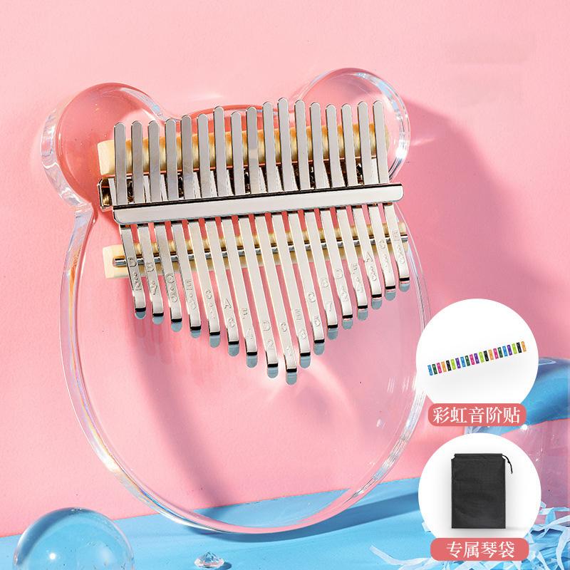 Hluru Kalimba 17 21 Key Fob Thumb Piano Crystal Acrylic Kalimba 17 21 Key Fob Finger Piano Fit For Beginners And Child Keyboard Instrument