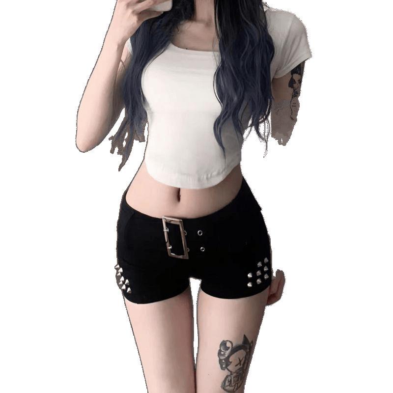 Retro Low Waist Butt-Lifting Denim Shorts for Women