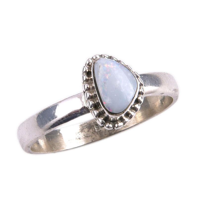 Natürlicher australischer Opal-Edelstein, handgefertigt, 925er-Silber, Geschenkring, S.8,5 Z1r03