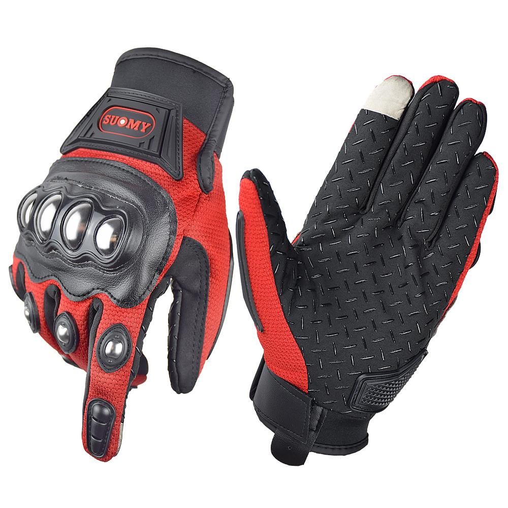 SUOMY Gloves Full Finger Breathable Summer Gloves Drop-proof Wear-resistant Motorcycle Gloves Stainless Metal Protective Shell
