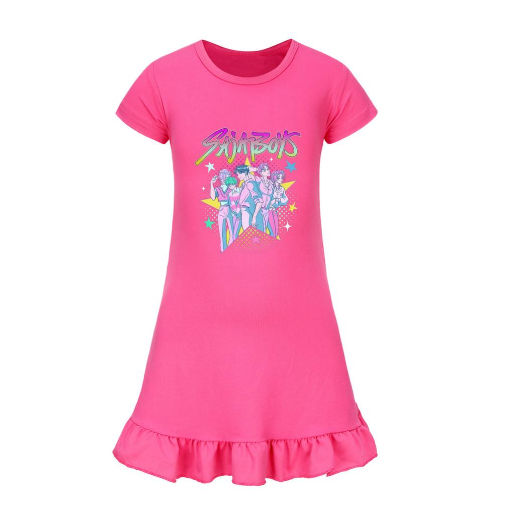 5054 Kids Girls Sajaboys Mira Zoey Rumi Printed Ruffle Short Sleeves Casual Dress