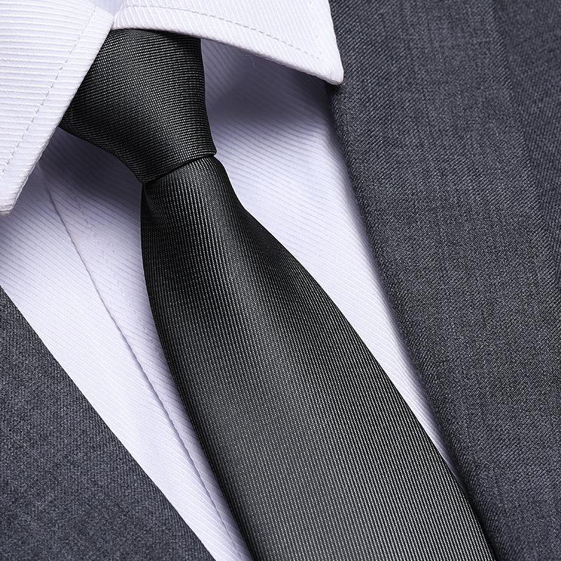 Black No Zipper Men'S Professional Dress Tie Business Casual Wedding Groom Korean Edition One Pull Tie