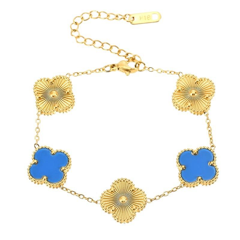 15mm Titanium Steel Four-Leaf Clover Five-Flower Bracelet Stylish and High-End Women's Bangle