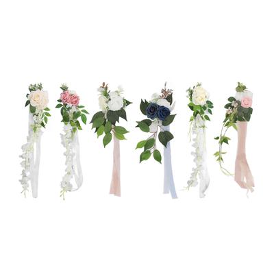Wedding Chair Back Flower Artificial Lifelike Full Shape Rich Layers Elegant Rose Wedding Party Chai
