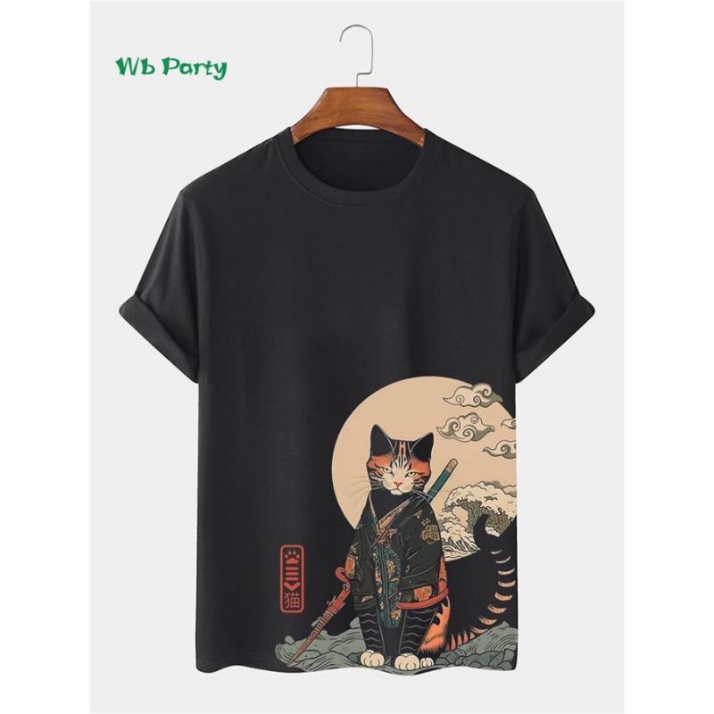 

Funny Cat Print T-Shirt Men Fashion Personality Short Sleeve T-Shirt Party Street Oversized Tops Summer Casual Men s Clothing 5XL