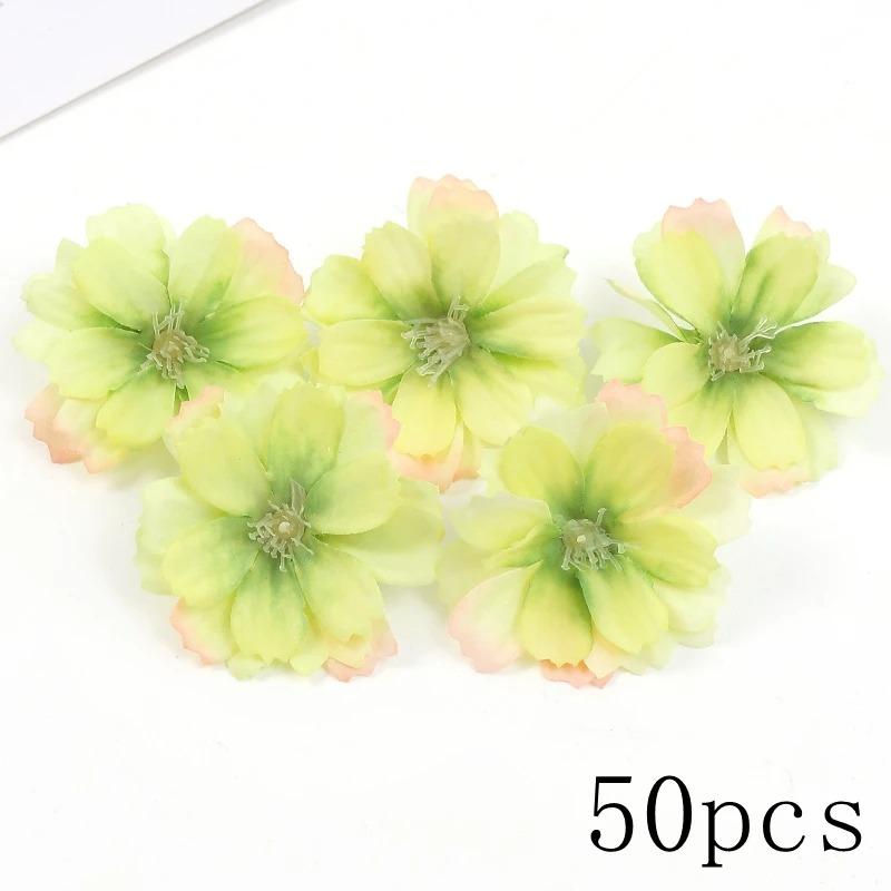 Green Rose Artificial Flowers Heads Silk Fake Flower for Home Room Decor Marriage Wedding Decora DIY Craft Wreath Gift Accessory