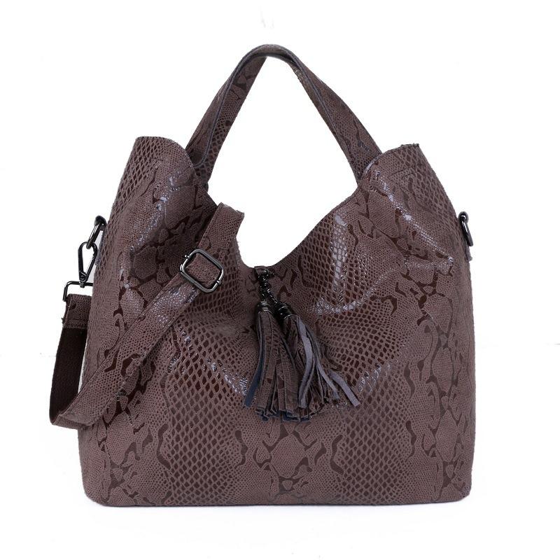 Bag Snake Pattern Women'S Bag Shoulder Bag Crossbody Handbag First Layer Cowhide Tote Bag