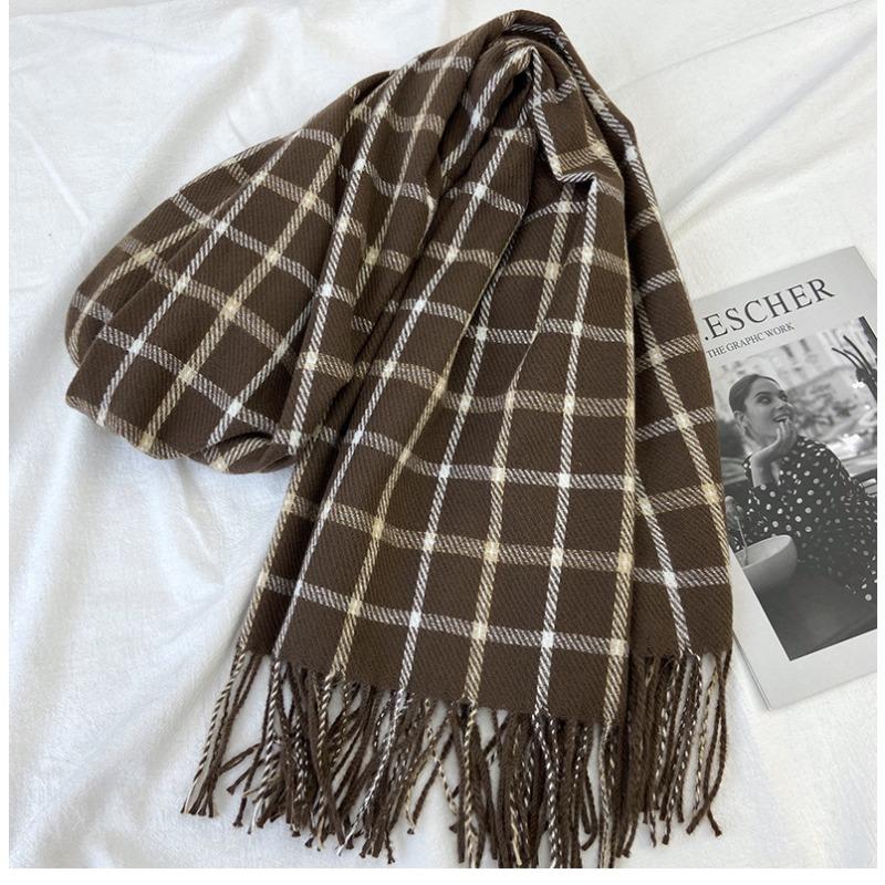 Women Imitation Cashmere Plaid Scarf Women's Autumn and Winter Fashion Shawl Winter Thickened Cold-proof and Warm Scarf
