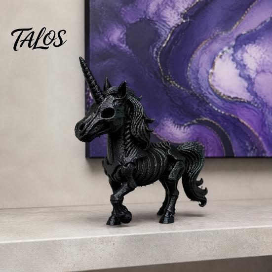 Detailed Skeleton Animal Figurine 3D Printed Horse Ornament, Fantasy Horns Bone Statue, Creative Dark Atmosphere Party Decor PLA Crafts for Halloween