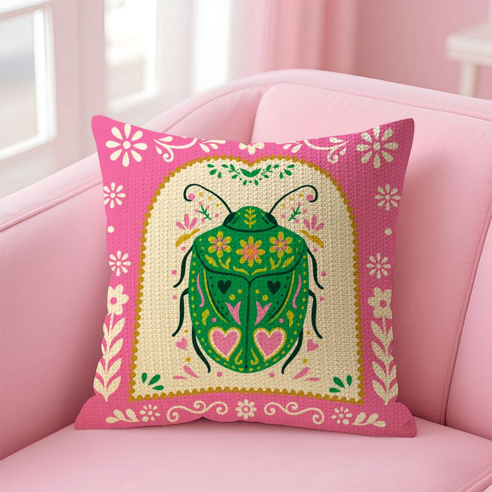 Nordic Boho Sun Leopard Palm Cushion Cover Natural Linen Organic Fabric DoubleSided Printing Sofa Home Decor Gift Pillow Case