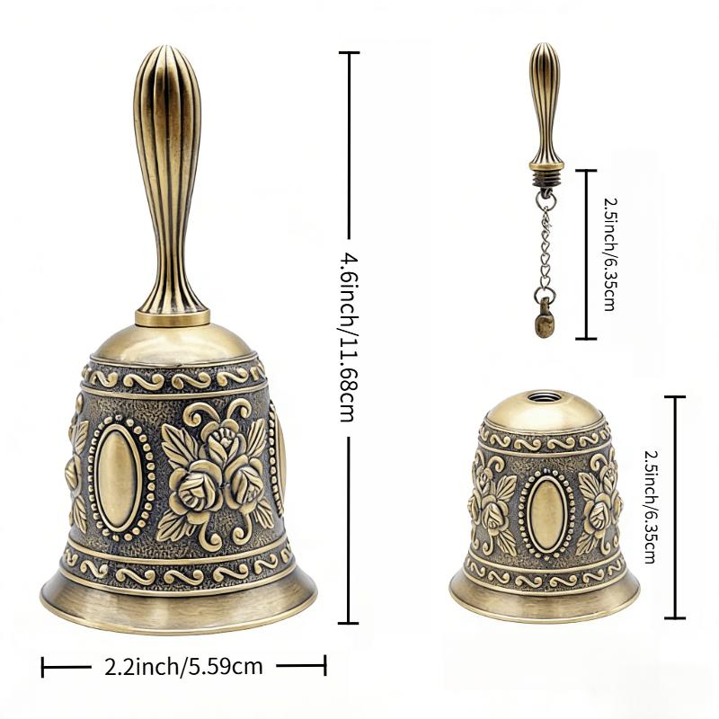 2Pcs Vintage Hand Bells – Loud Call Bells Suitable For Bedside, Dinner, Weddings, Christmas, And Holiday Parties