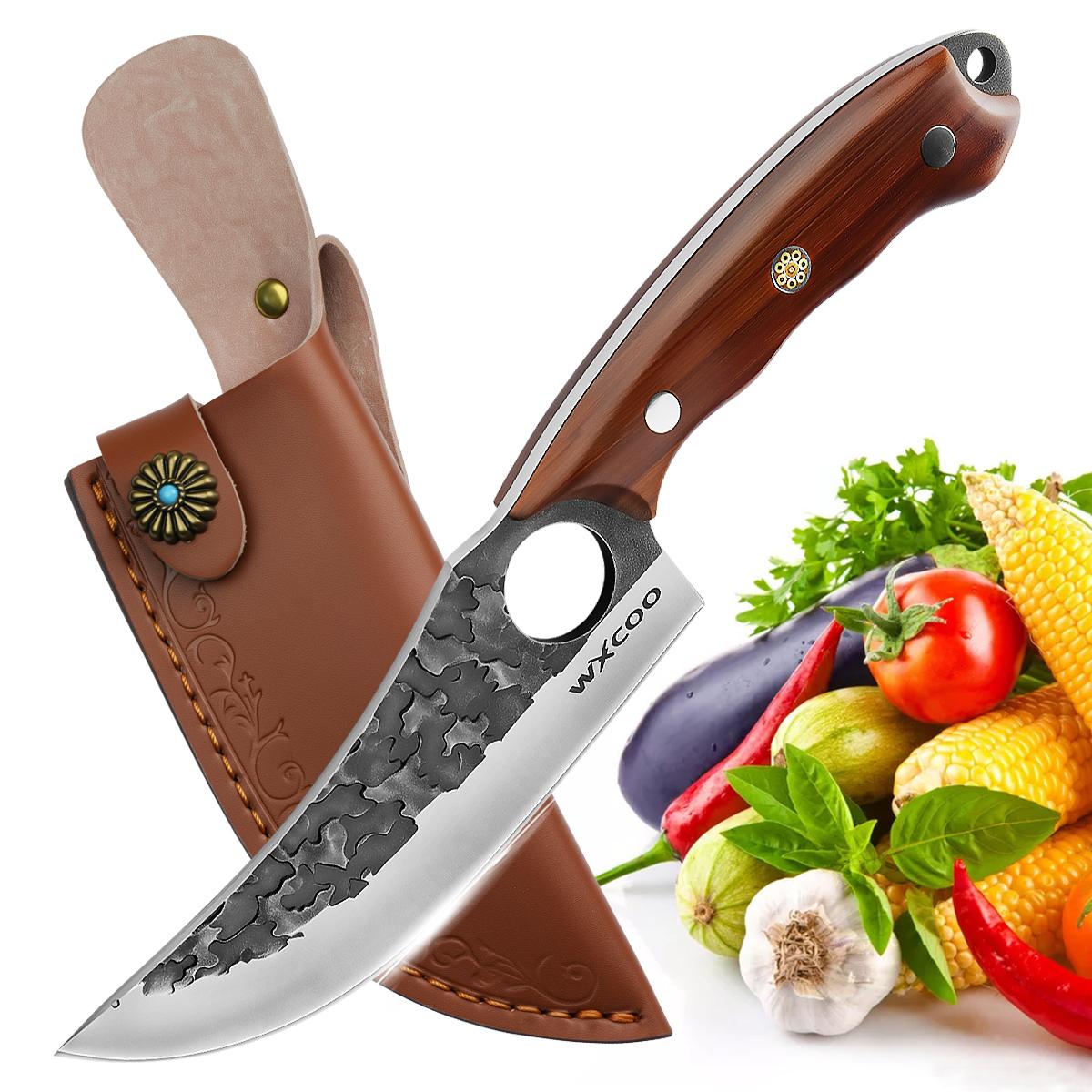 

Forged Butcher Stainless Steel Kitchen Knife Professional Boning Knife Skinning Knife Meat Cleaver with Cover 1PCS