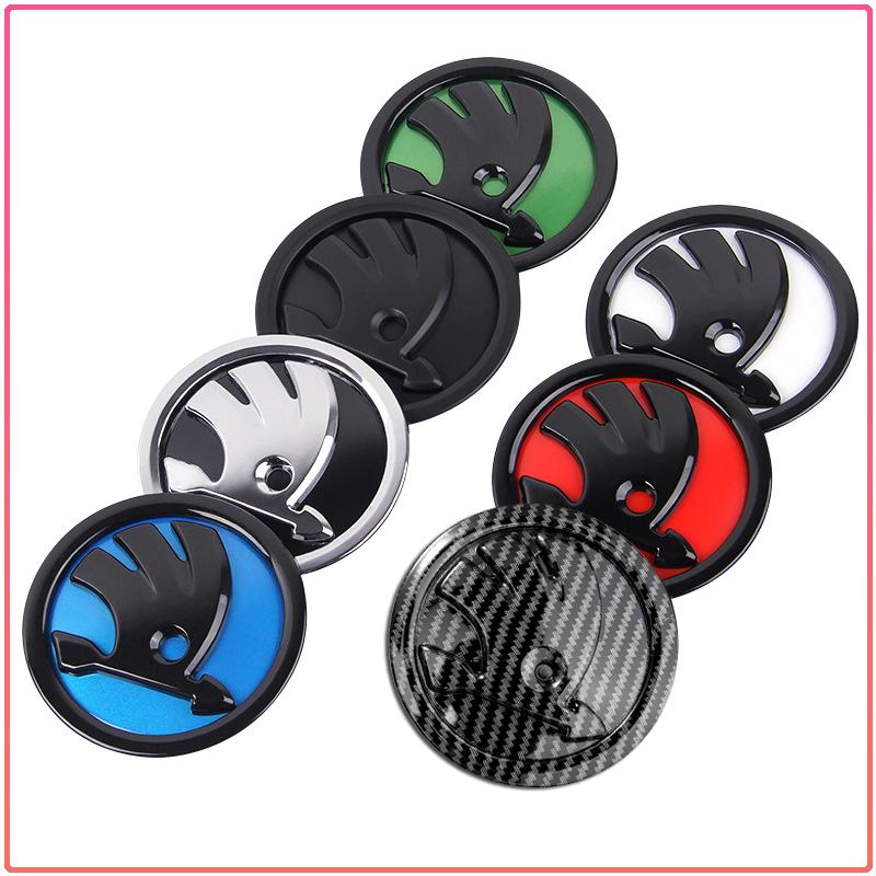 GNL1  80/90/100MM Car Front Grille Logo Hood Badge Emblem Sticker Auto Accessories For Skoda Fabia Octavia Karoq Kodiaq Kamiq Superb