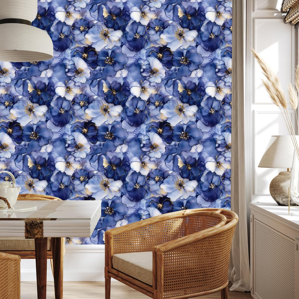 Ink Blue, Navy Blue and Light Gray Wallpaper 50x1000