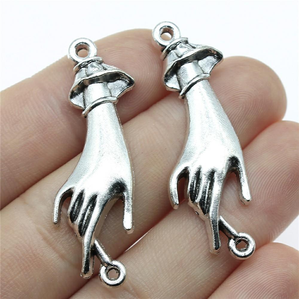10pcs Charms Hamsa Hand Antique Silver Color Hamsa Hand Charms Pendants For Bracelets Lufthansa Hand Charms Wholesale