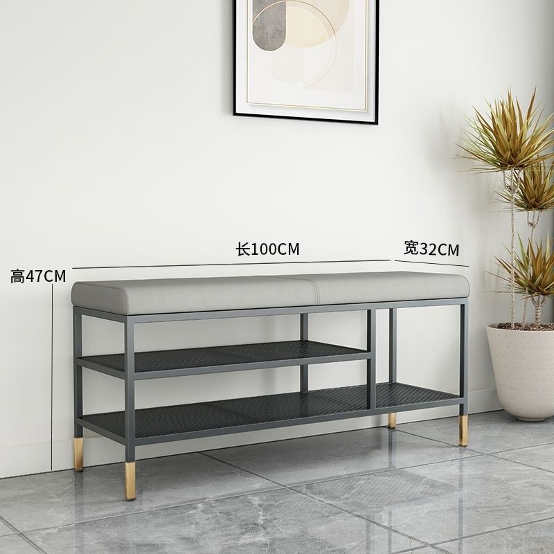 Light Luxury Shoe Rack Living Room Shoe Changing Stool Entrance Hall Furniture Storage Cabinet Nordic Leather Bench Save Space