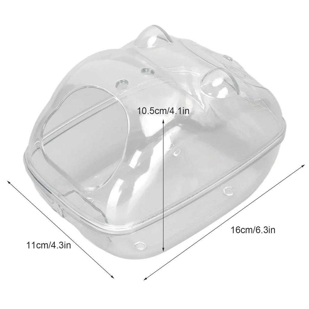 Hamster Bath Box Transparent Large Space Leakage Proof Cartoon Shape Hamster Sand Bathroom For Small Pet Gerbils