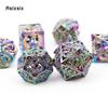 7 Pcs Silver Colorful Dragon Metal Dice Hollow Metal Polyhedral Dice Set Suitable for Role-Playing RPG  Board Game Card Game