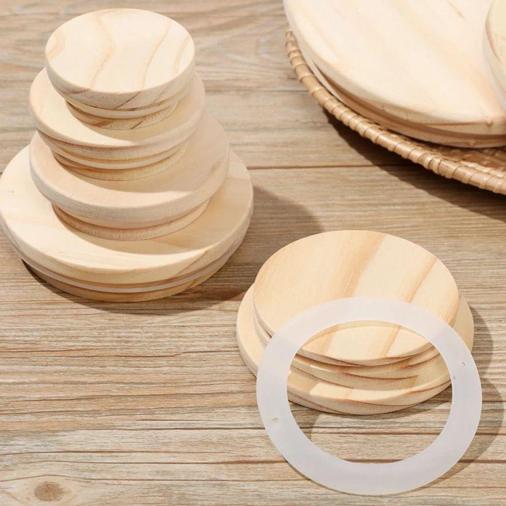 Diverse Sizes Silicone Ring Reusable Wooden Storage Tank Bamboo Cover Cup Lid Tea Set Accessories