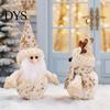 Festive Room Accent Christmas LED Plush Doll Ornaments, Light Up Elk Snowman Santa Claus Home Decor Decoration, Cute Stuffed Toy for Table Holiday