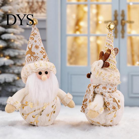 Festive Room Accent Christmas LED Plush Doll Ornaments, Light Up Elk Snowman Santa Claus Home Decor Decoration, Cute Stuffed Toy for Table Holiday