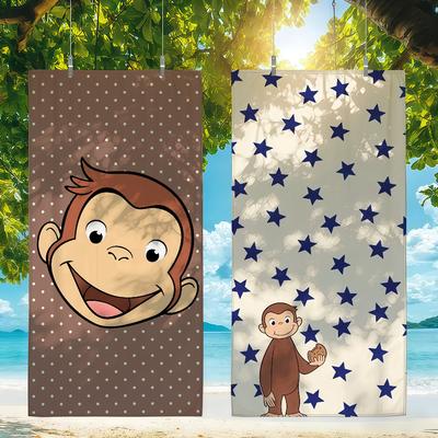 C-Curious George Monkey Cartoon Towel Quick Drying Beach Towels Are Suitable For Swimming Pools Camping Yoga And The Gym