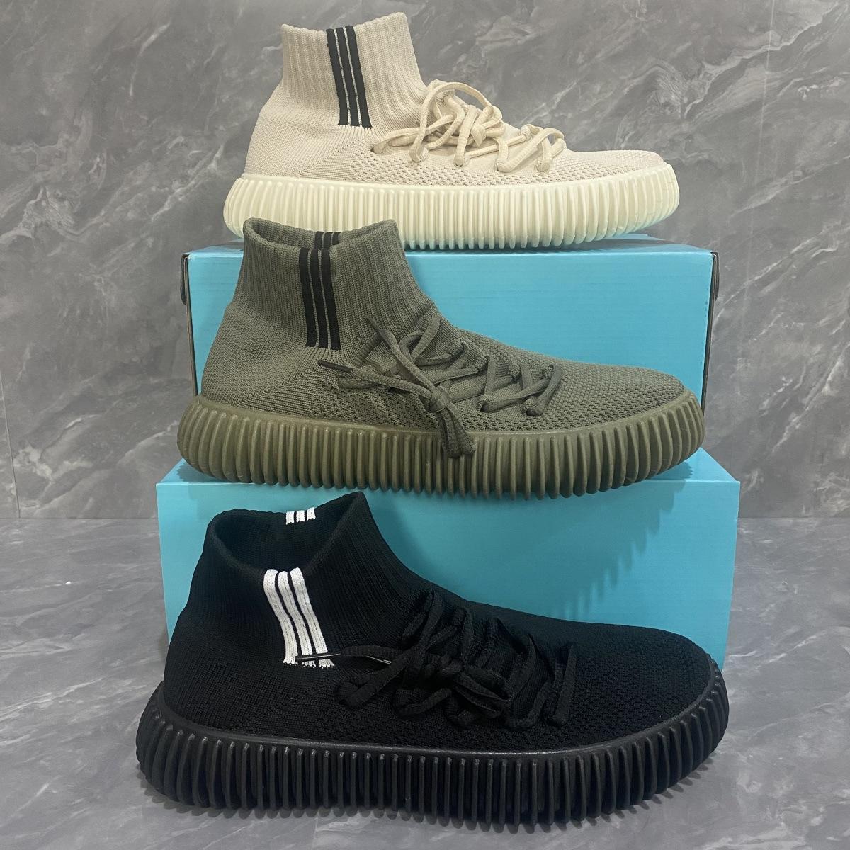 

Летняя мужская обувь для досок, трендовая уличная повседневная обувь с высоким берцем, тканая дышащая мужская обувь