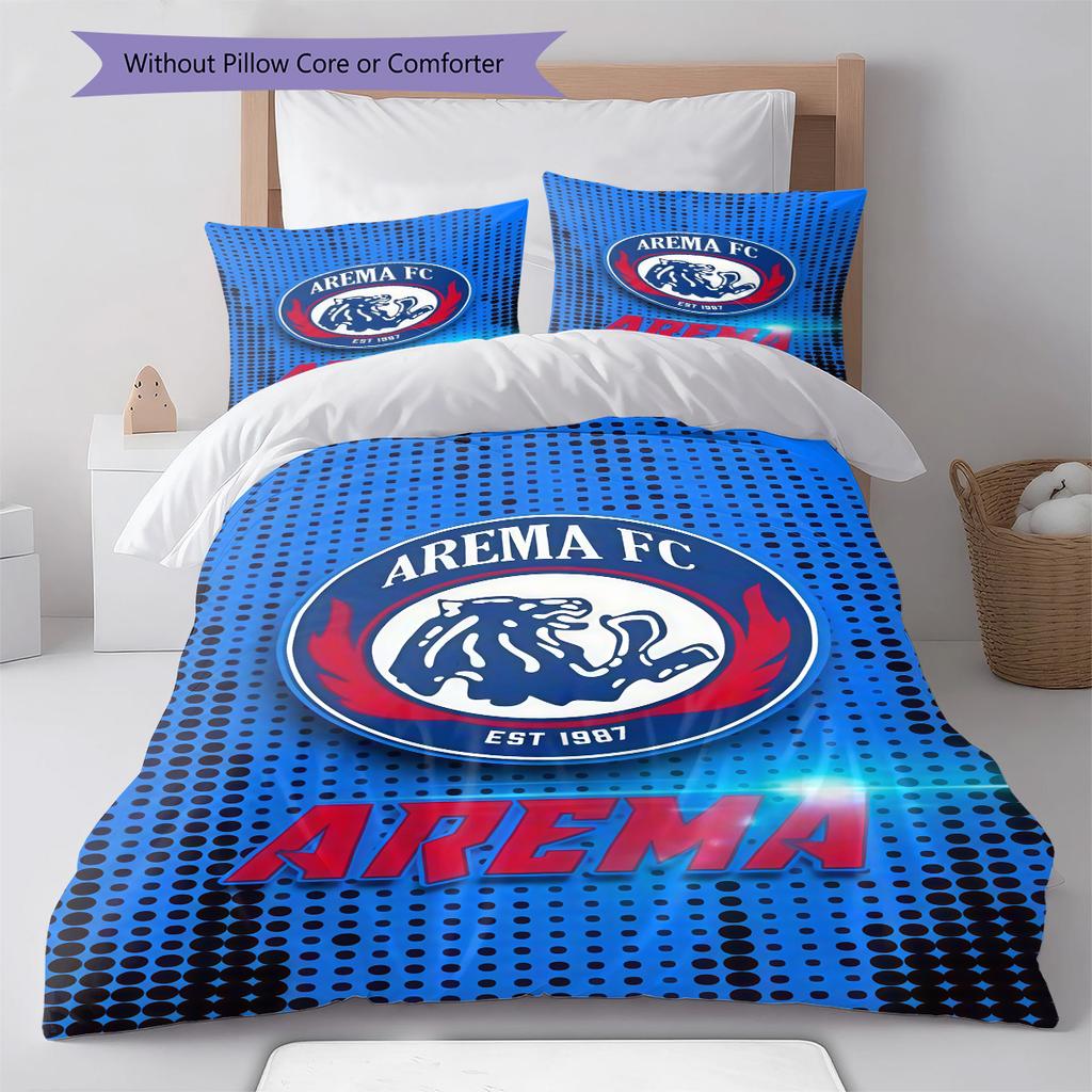 Arema FC Pattern Bedding Set Quilt Cover Pillowcase Home Decor Gift (1 * Duvet Cover + 2 * Pillowcase, Without Core)