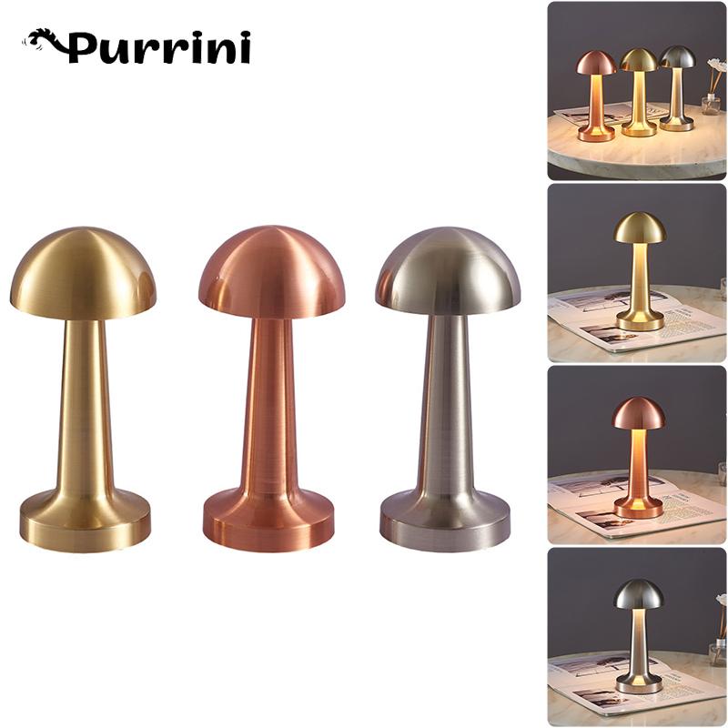 

Настольный декоративный светильник из кованого железа в виде гриба, 9 см, перезаряжаемый через USB, светодиодный светильник с сенсорным затемнением для прикроватной атмосферной лампы в отеле