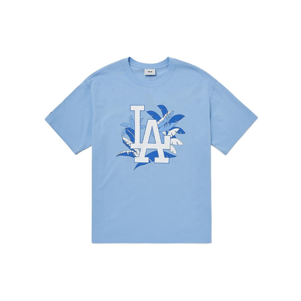 MLB Los Angeles Dodgers T-shirt Unisex a Manica Corta Girocollo con Stampa Palma Dopamina Azzurro Chiaro 3ATS62023-07BLL