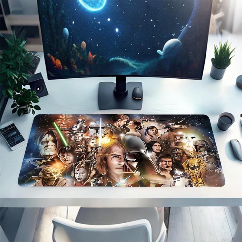 1Pc Star Wars Characters Collage Gaming Mouse Pad Keyboard Desk Mat Non-slip Rubber Lock Edge Waterproof Computer Mousepad for Office Home Decor S115