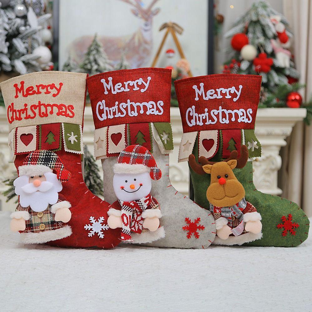 Santa Claus Snowman Elk Christmas Socks Cartoon Christmas Tree Ornaments Holiday Decor