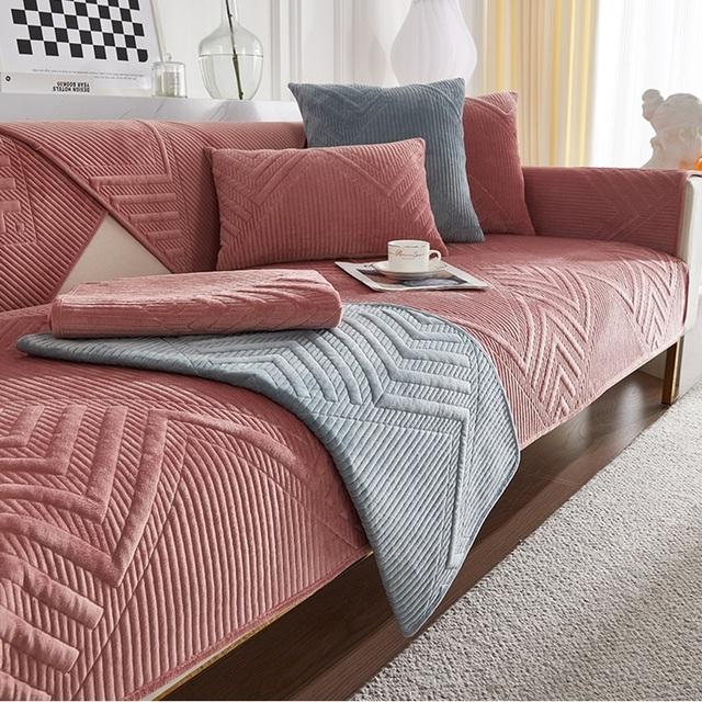 Verdickter Plüsch-Sofa-Kissenbezug, vier Jahreszeiten, universeller Sofa-Handtuch-Schutz, Sofa-Matte, rutschfeste Couch-Schonbezug für Wohnzimmer