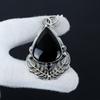 Natürlicher Schwarzer Onyx Edelstein Silber Anhänger aus 925 Sterling Silber - Handgemachtes Design, Alltagsschmuck, Einzigartiger schwarzer Rückenmarksanhänger Geschenk für Mama