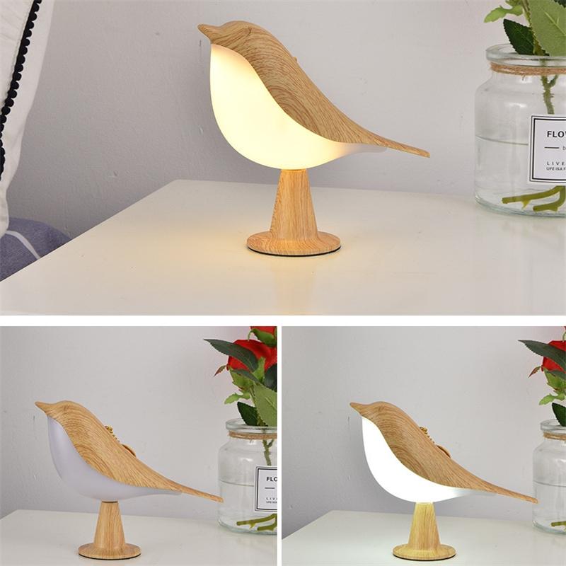 USB Rechargable 1PC 3 Color Temperature Small Desk Lamp Bird Lamp Bedside Lamps Touch Sensor Cordless Lamp Kids Night Light