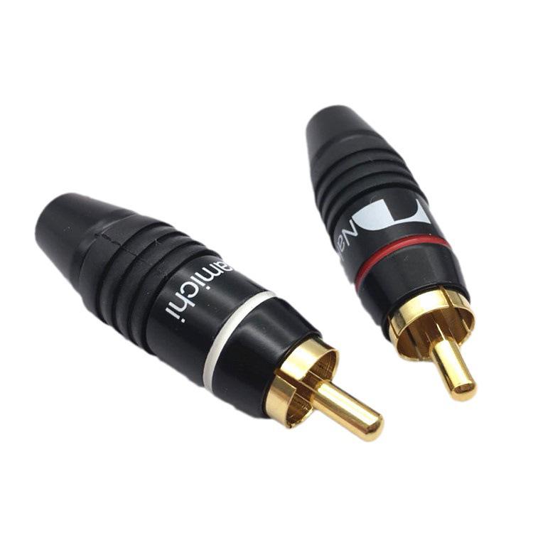 Middle Way Gold-Plated RCA Lotus Male Audio Plug - All Black DIY Terminal
