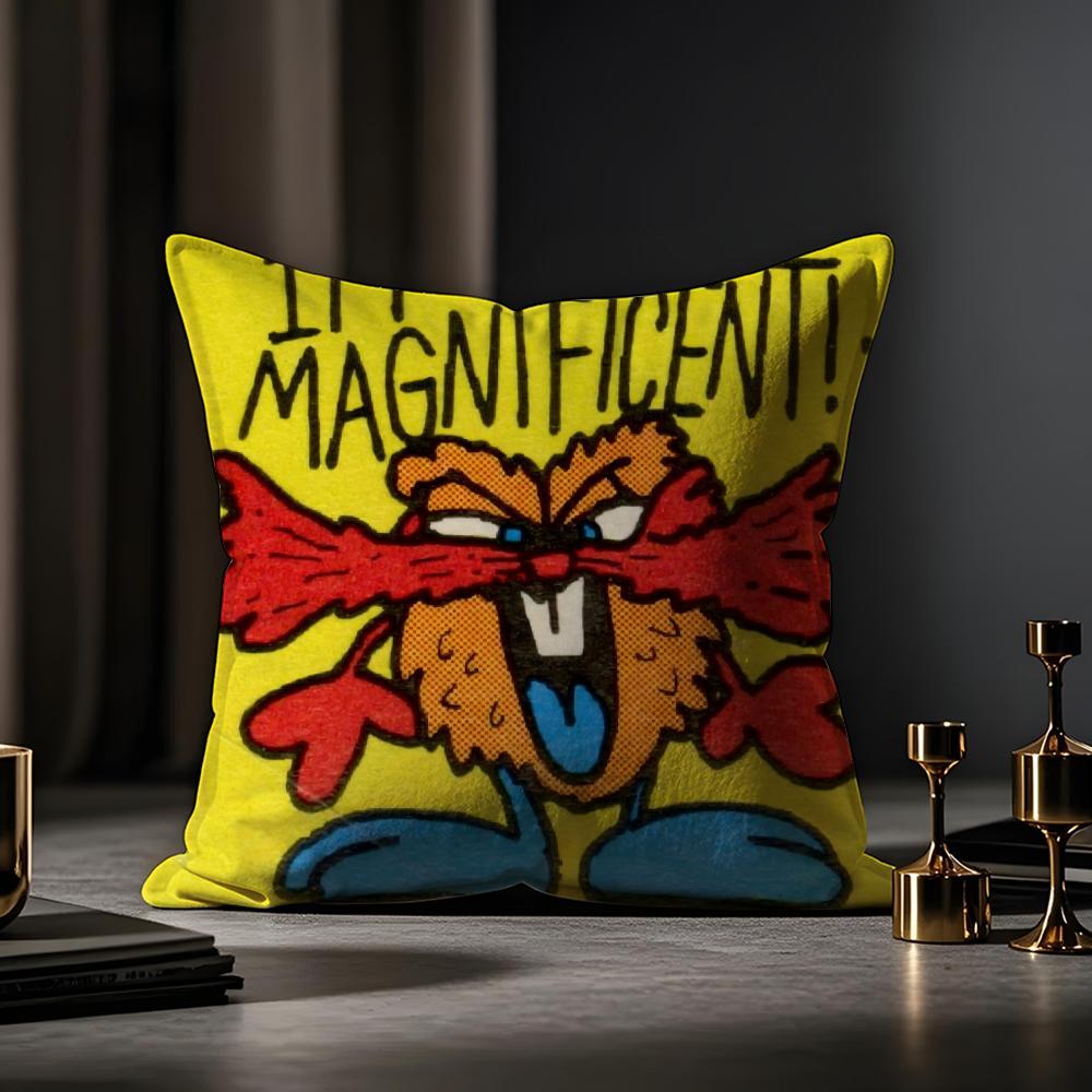 Cute StampIllustration Cushion Cover Anti-dustmite Pillowcase Invisible Zipper Silky Short Plush Sofa Cushion Cover