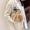 Modische, hochstrukturierte, gewebte Griffe, Wolkenplüschtasche, große Kapazität, Kunstpelz, Handtaschen für Mädchen, süßer Kürbis, Herbst/Winter, neue, vielseitige Damen-Umhängetasche