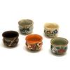 Kutani Ware Set mit 5 Sake-Bechern, Fünf Blumen, K9-1224