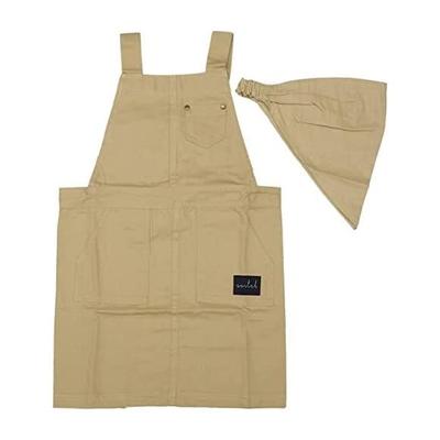 Kids Apron with Triangle Scarf and Toolbox Kids Apron M (Beige)